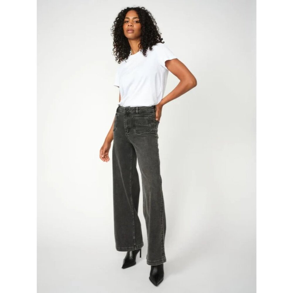 NEW Mos Mosh Jeans Women W 29 Long Colette Regent Gray Black Zipper Fly